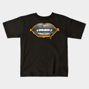 Halloween Vampire Mouth Grey Kids T-Shirt